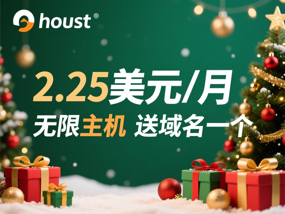justhost-圣诞/2.25美元/月 无限主机 送域名一个
