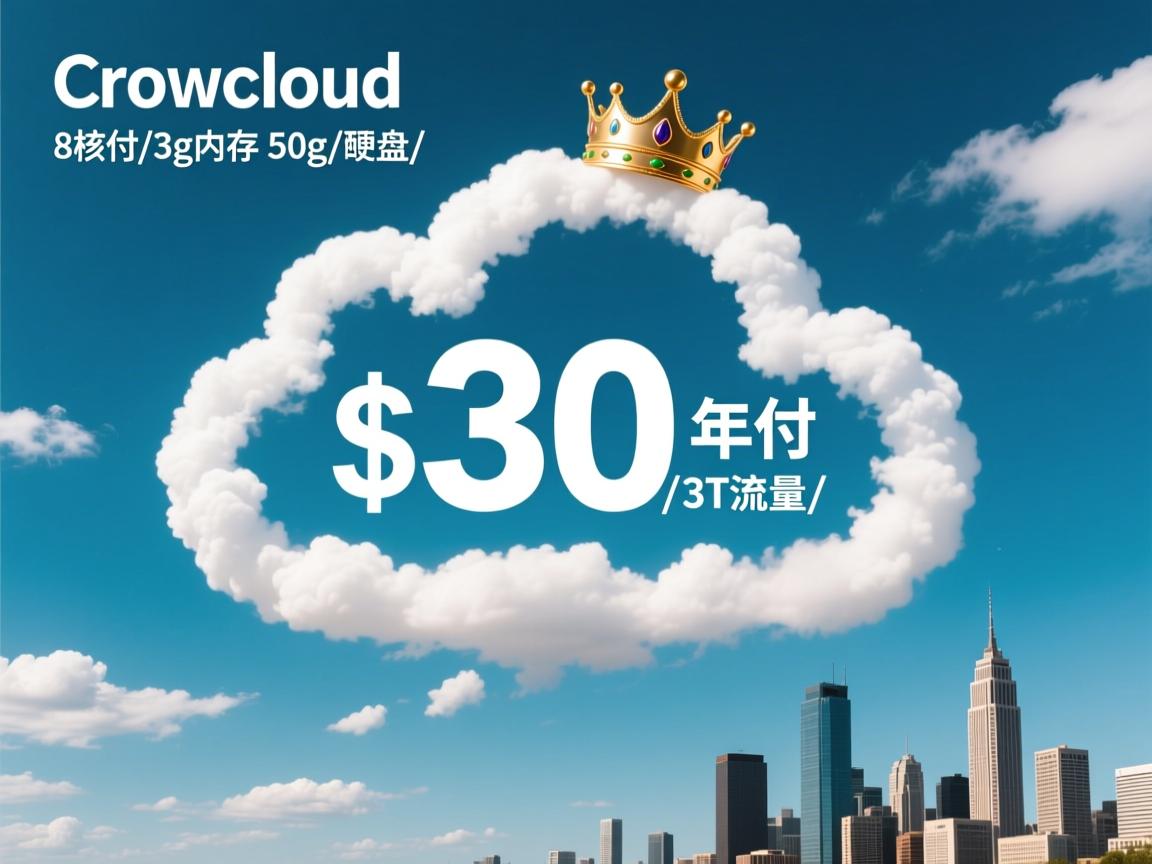 crowncloud-30$/年付/8核/3g内存/50g硬盘/3T流量/洛杉矶