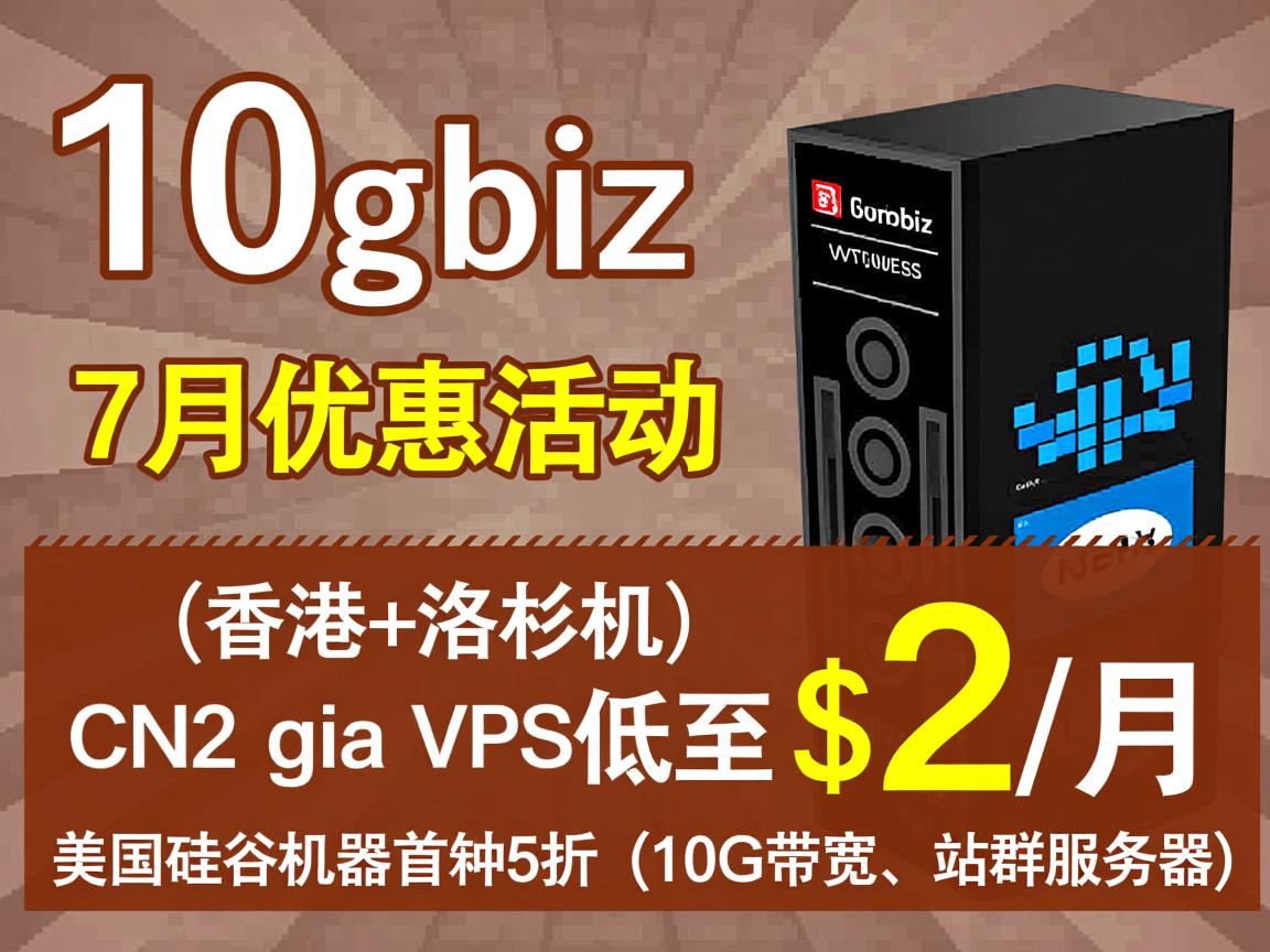 10gbiz：7月优惠活动，(香港+洛杉矶) CN2 gia vps低至$2/月，美国硅谷机器首月5折(10G带宽、站群服务器)  第2张
