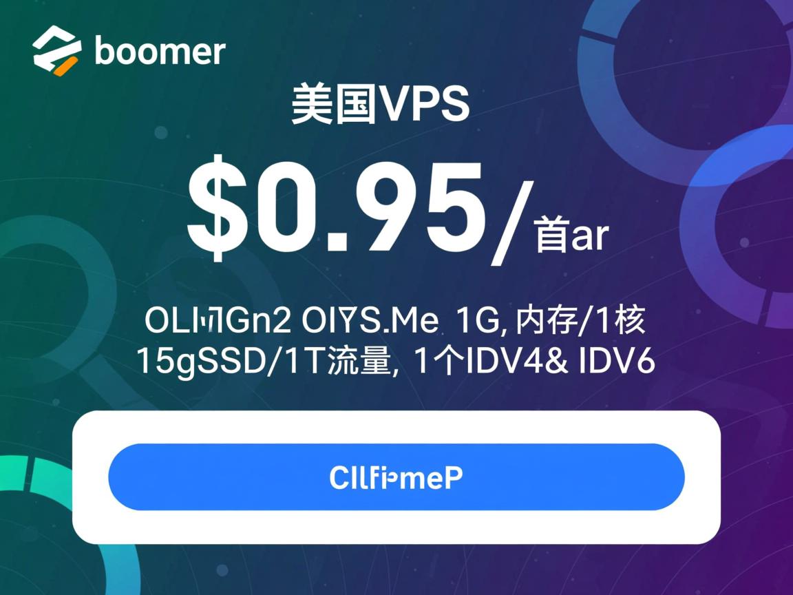 boomer：美国VPS，$0.95/首年，1G内存/1核/15gSSD/1T流量，1个IPv4& IPv6  第3张