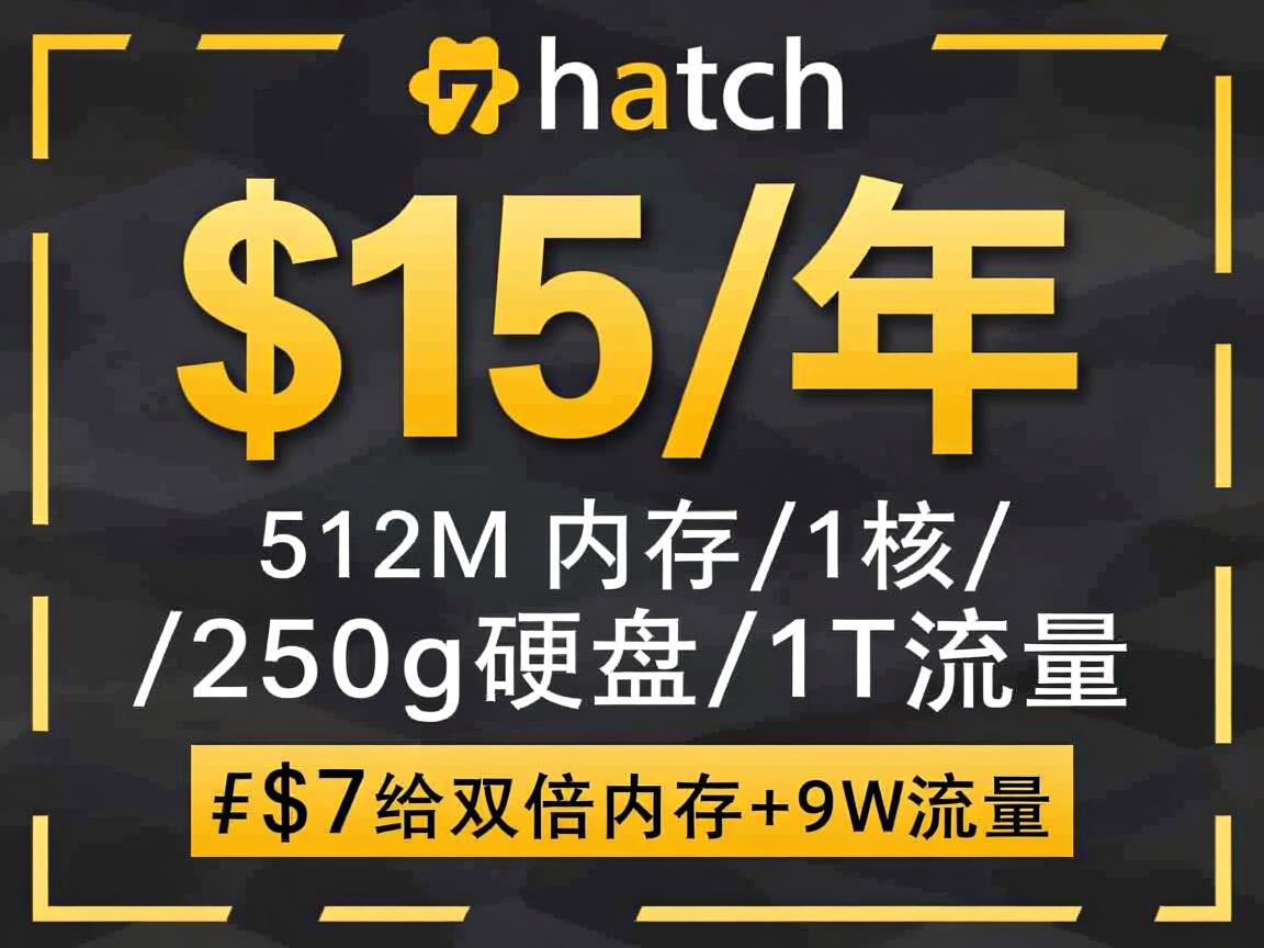 hosthatch：$15/年，512M内存/1核/250g硬盘/1T流量，+$7给双倍内存+9T流量  第3张