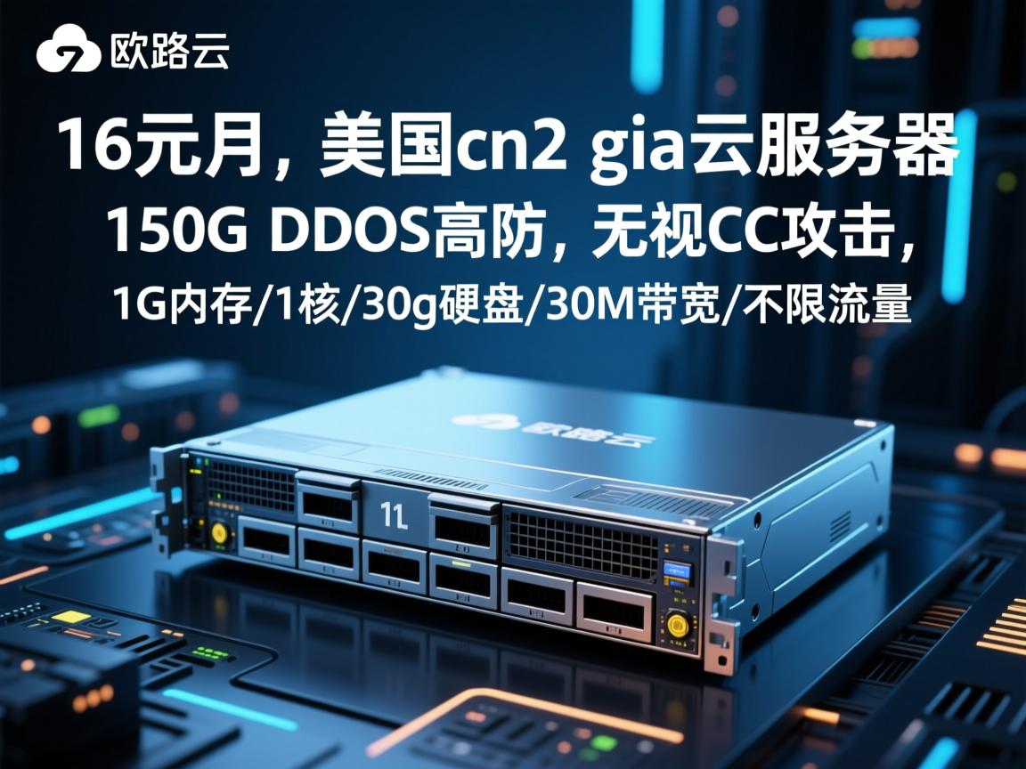 欧路云：16元/月，美国cn2 gia云服务器，150G DDoS高防，无视CC攻击，1G内存/1核/30g硬盘/30M带宽/不限流量