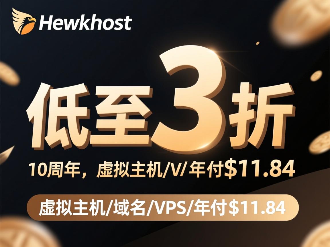 hawkhost-低至3折，10周年，虚拟主机/域名/VPS/年付$11.84  第2张