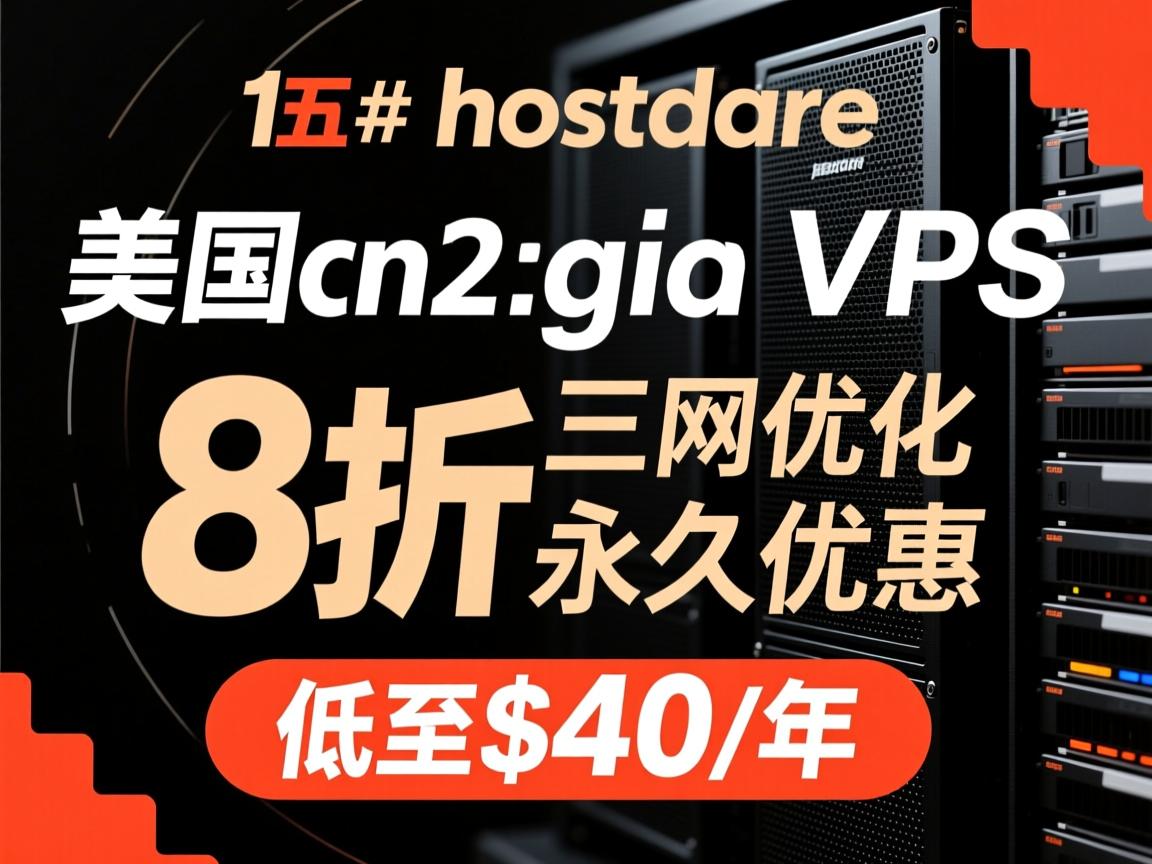 #黑五# hostdare：美国cn2 gia vps，三网优化，8折永久优惠，低至$40/年
