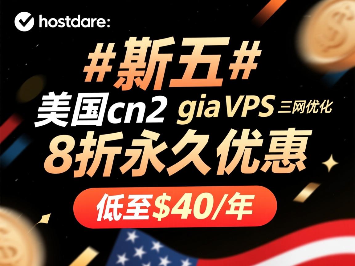 #黑五# hostdare：美国cn2 gia vps，三网优化，8折永久优惠，低至$40/年  第2张