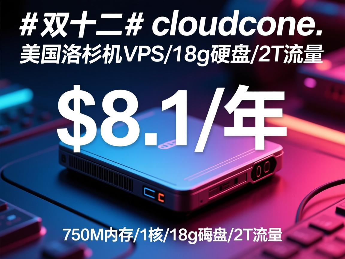 #双十二# cloudcone：美国洛杉矶VPS，$8.1/年，750M内存/1核/18g硬盘/2T流量
