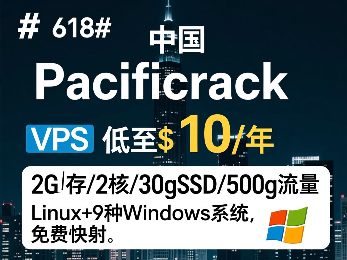#618# pacificrack：中国优化线路VPS低至$10/年，2G内存/2核/30gSSD/500g流量，Linux+9种Windows系统，免费快照