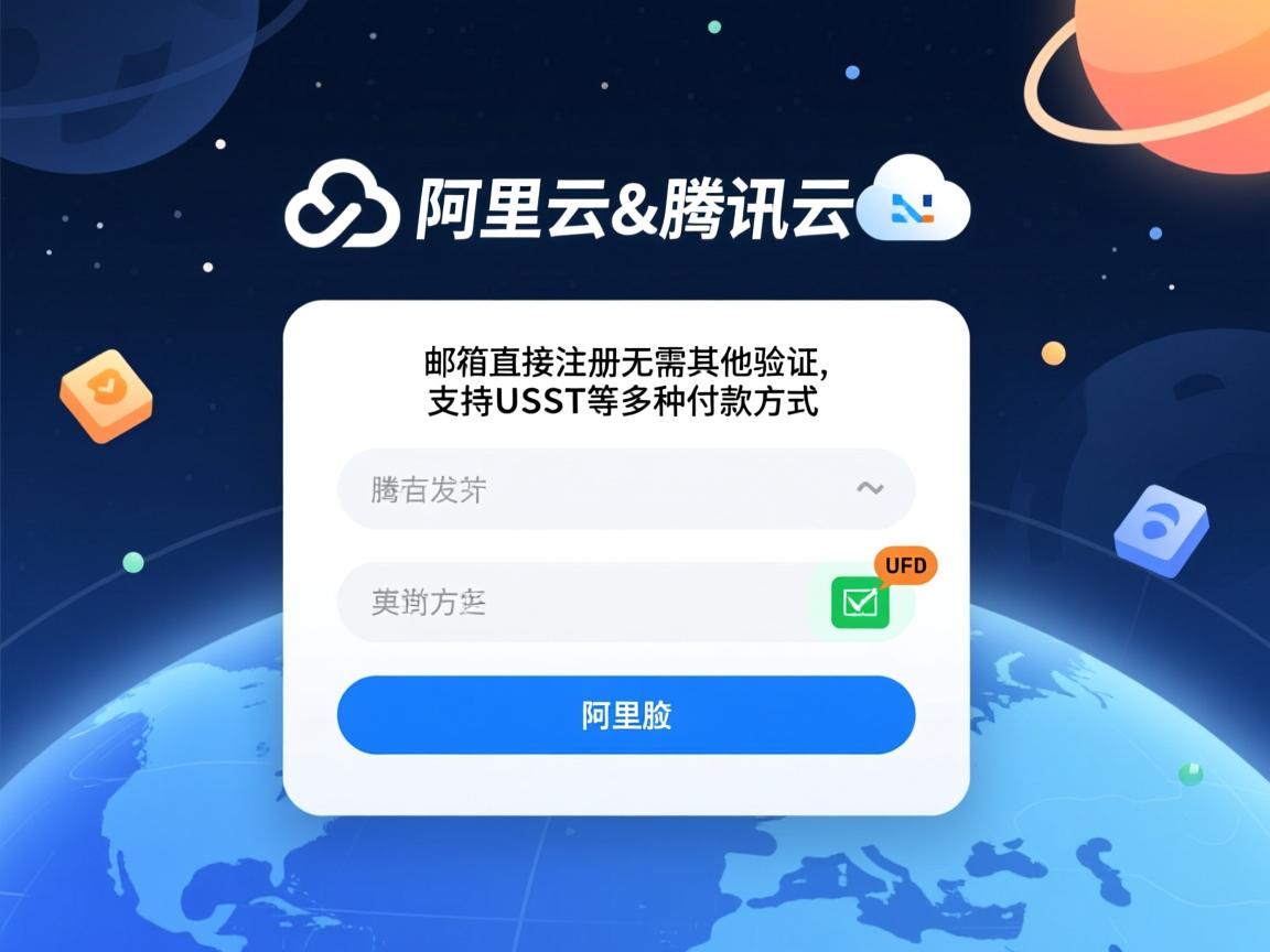#国际版# 阿里云&腾讯云，邮箱直接注册无需其他验证，支持USDT等多种付款方式