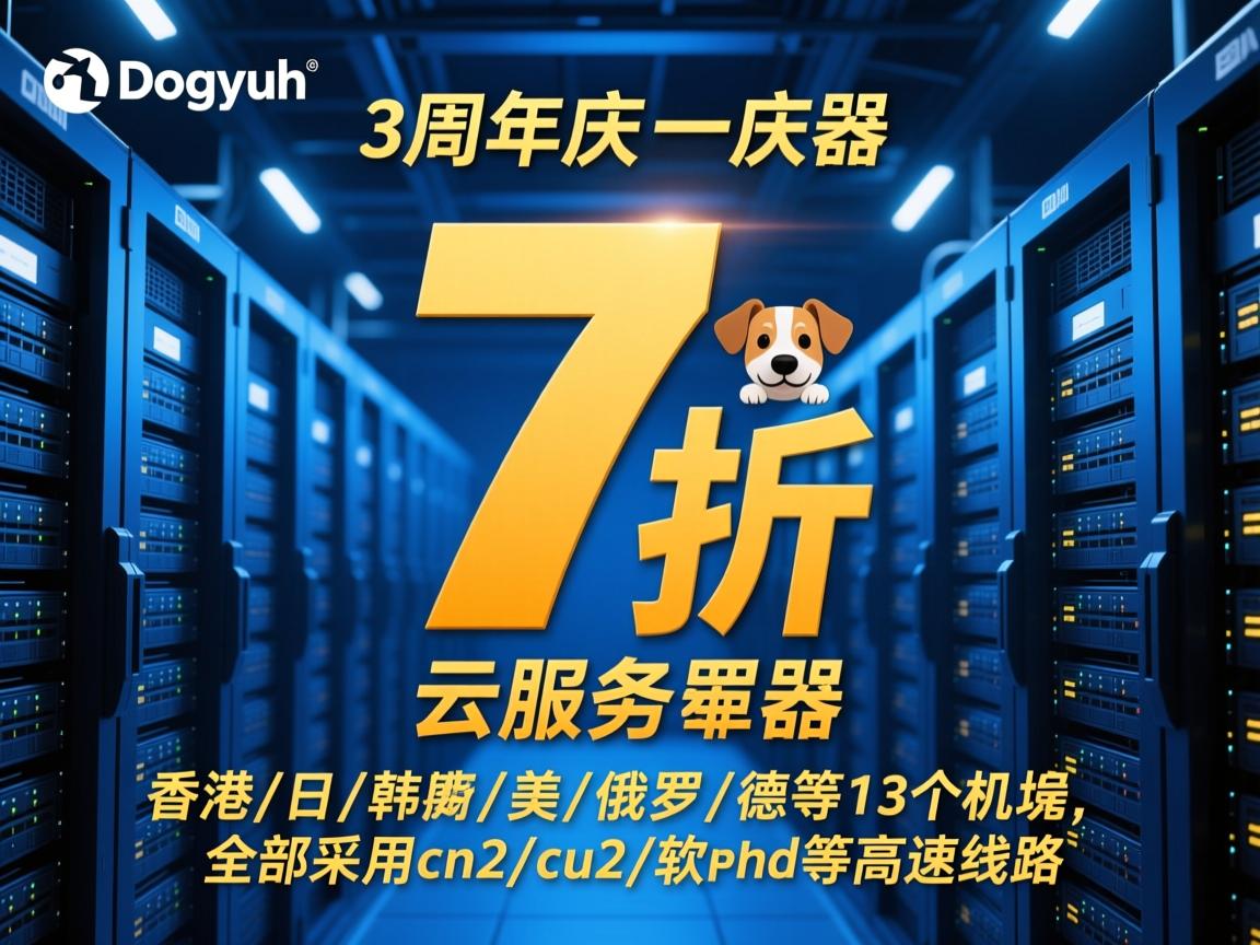 dogyun:3周年庆,云服务器7折,香港/日/韩/美/俄/德等13个机房,全部采用cn2/cu2/软银等高速线路 第2张 dogyun:3周年庆,云服务器7折,香港/日/韩/美/俄/德等13个机房,全部采用cn2/cu2/软银等高速线路 第2张