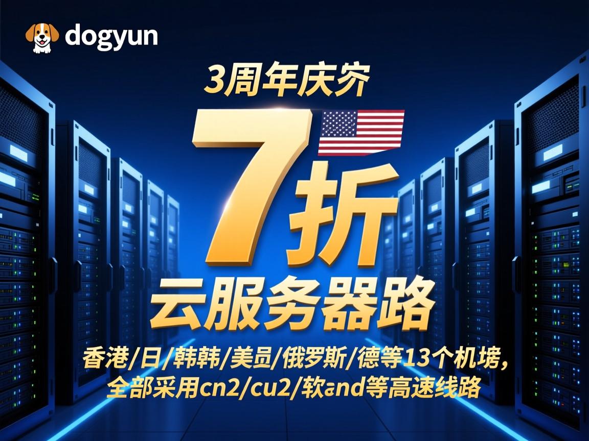 dogyun:3周年庆,云服务器7折,香港/日/韩/美/俄/德等13个机房,全部采用cn2/cu2/软银等高速线路 第3张 dogyun:3周年庆,云服务器7折,香港/日/韩/美/俄/德等13个机房,全部采用cn2/cu2/软银等高速线路 第3张