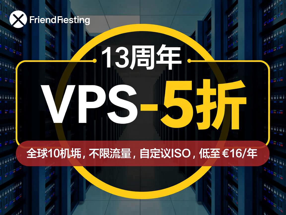 friendhosting：13周年，VPS-5折优惠，全球10机房，不限流量，自定义ISO，低至€16/年  第2张
