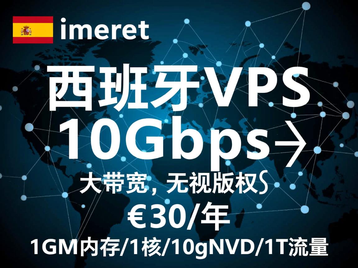 ginernet：西班牙vps，10Gbps大带宽，无视版权，€30/年，1G内存/1核/10gNVMe/1T流量