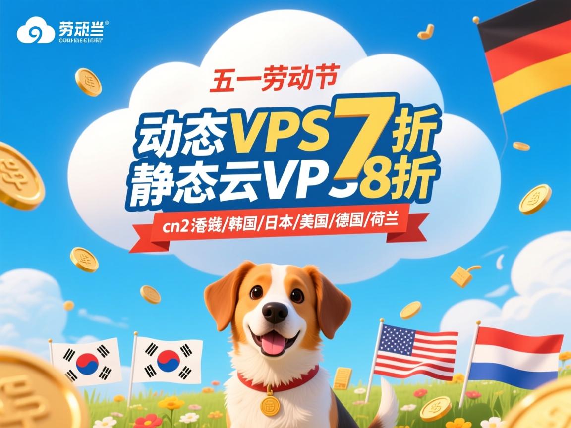 狗云：五一劳动节促销，动态云VPS7折，静态云VPS8折，充值送钱，cn2 gia线路-香港\韩国\日本\美国\德国\荷兰  第3张