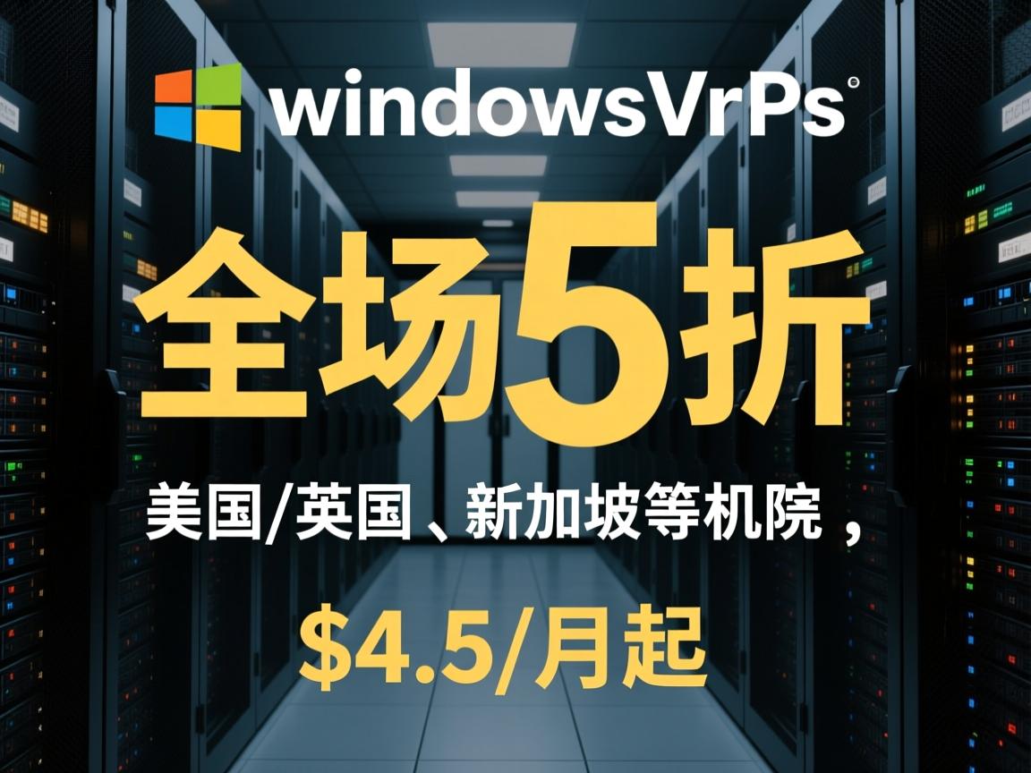 cheapwindowsvps：专业Windows VPS商家，全场5折，不限流量，美国/英国/新加坡等机房，$4.5/月起