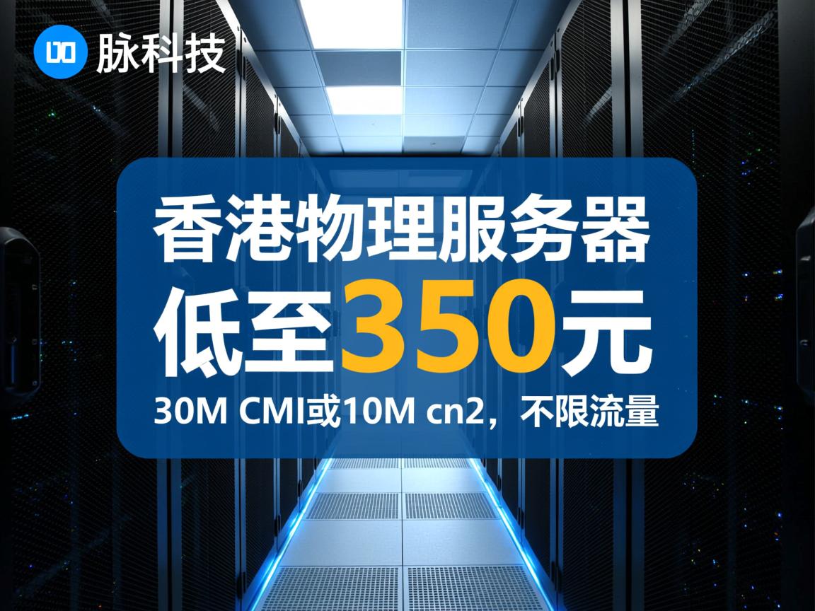 数脉科技：香港物理服务器，低至350元，30M CMI或10M cn2，不限流量