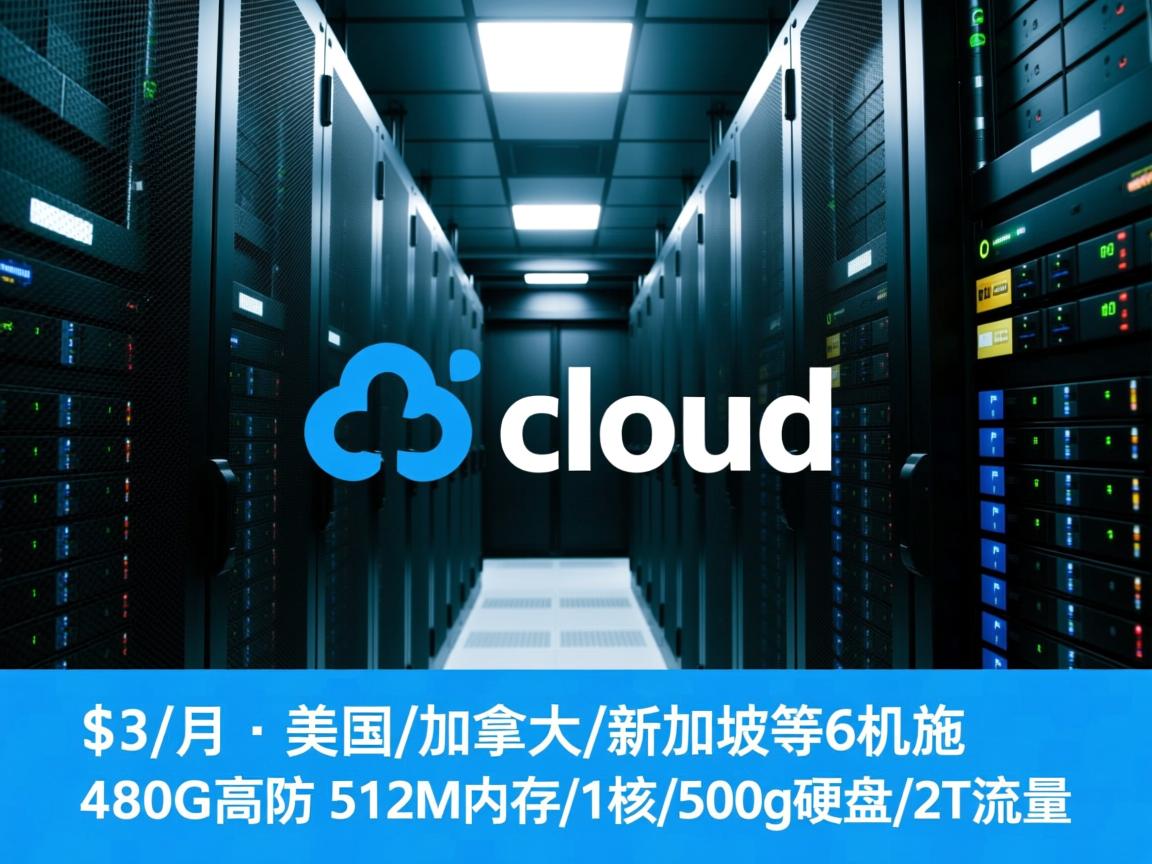 atcloud：$3/月，美国/加拿大/新加坡等6机房，480G高防，512M内存/1核/500g硬盘/2T流量