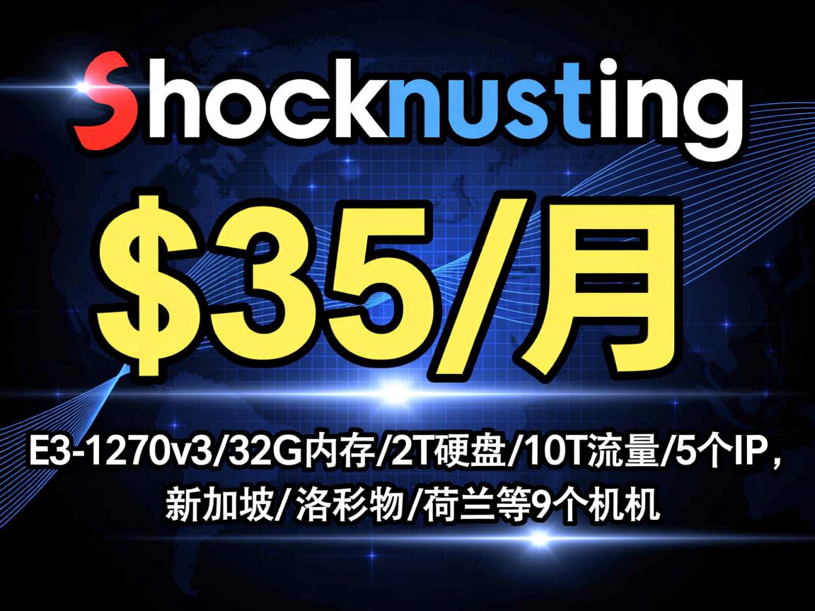 shockhosting：$35/月，E3-1270v3/32G内存/2T硬盘/10T流量/5个IP，新加坡/洛杉矶/荷兰等9个机房