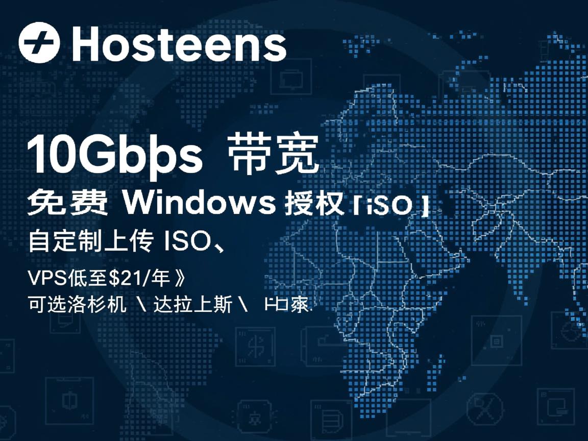 hosteons：10Gbps带宽，免费Windows授权，自定义上传ISO，VPS低至$21/年，可选洛杉矶\达拉斯\纽约  第2张