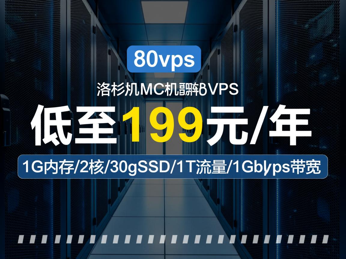 80vps：洛杉矶MC机房VPS，低至199元/年，1G内存/2核/30gSSD/1T流量/1Gbps带宽  第3张