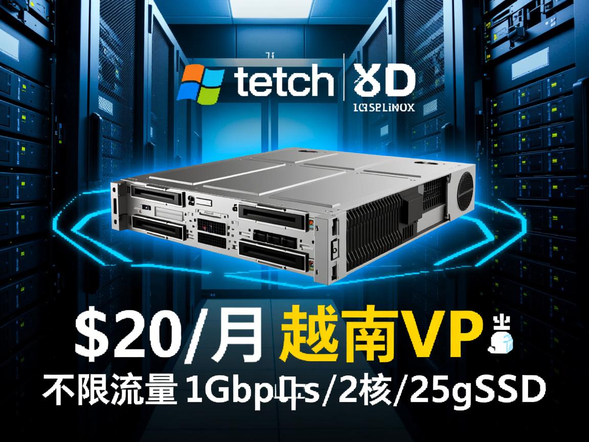 ftech：$20/月，越南VPS，1Gbps带宽，不限流量，4G内存/2核/25gSSD，Windows/Linux