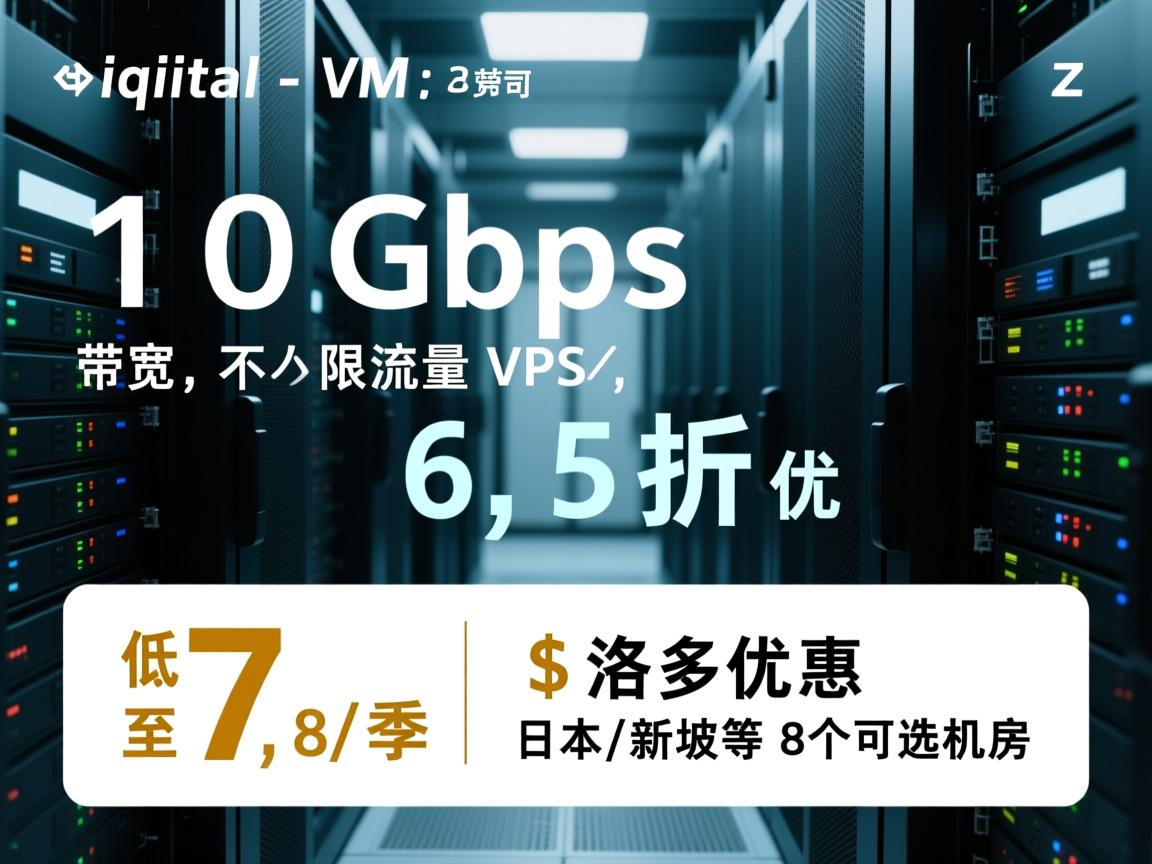digital-VM：10Gbps带宽，不限流量VPS，6.5折优惠，低至$7.8/季，洛杉矶/日本/新加坡等8个可选机房