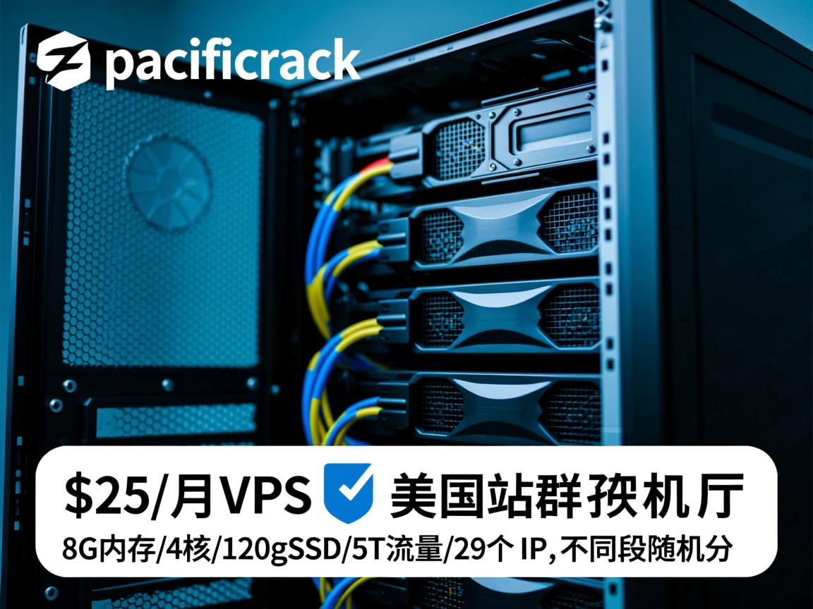 pacificrack：美国站群VPS，$25/月，8G内存/4核/120gSSD/5T流量/29个IP，不同段随机分