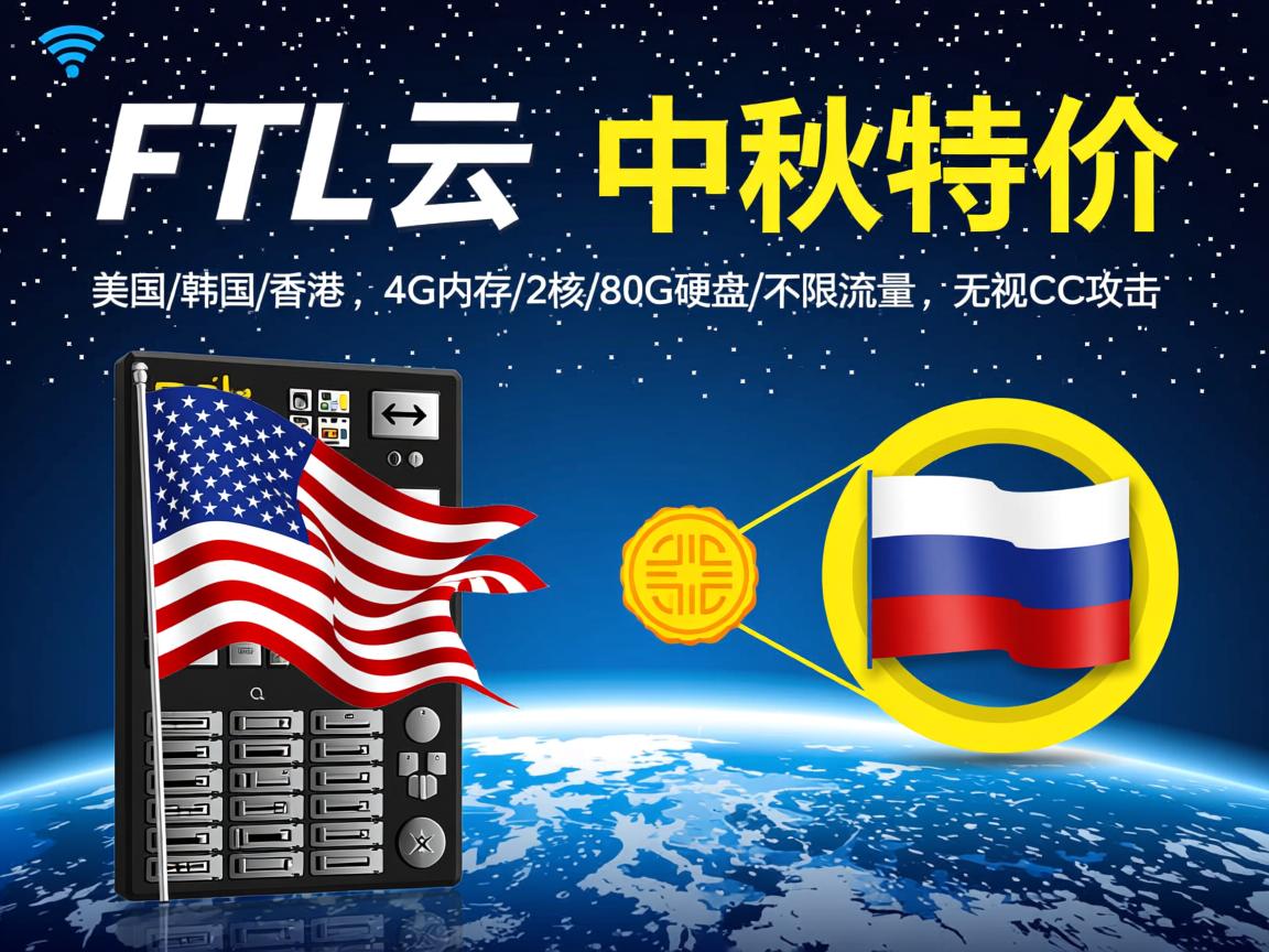 FTL超云：中秋特价，美国/韩国/香港，4G内存/2核/80G硬盘/不限流量，无视CC攻击  第2张