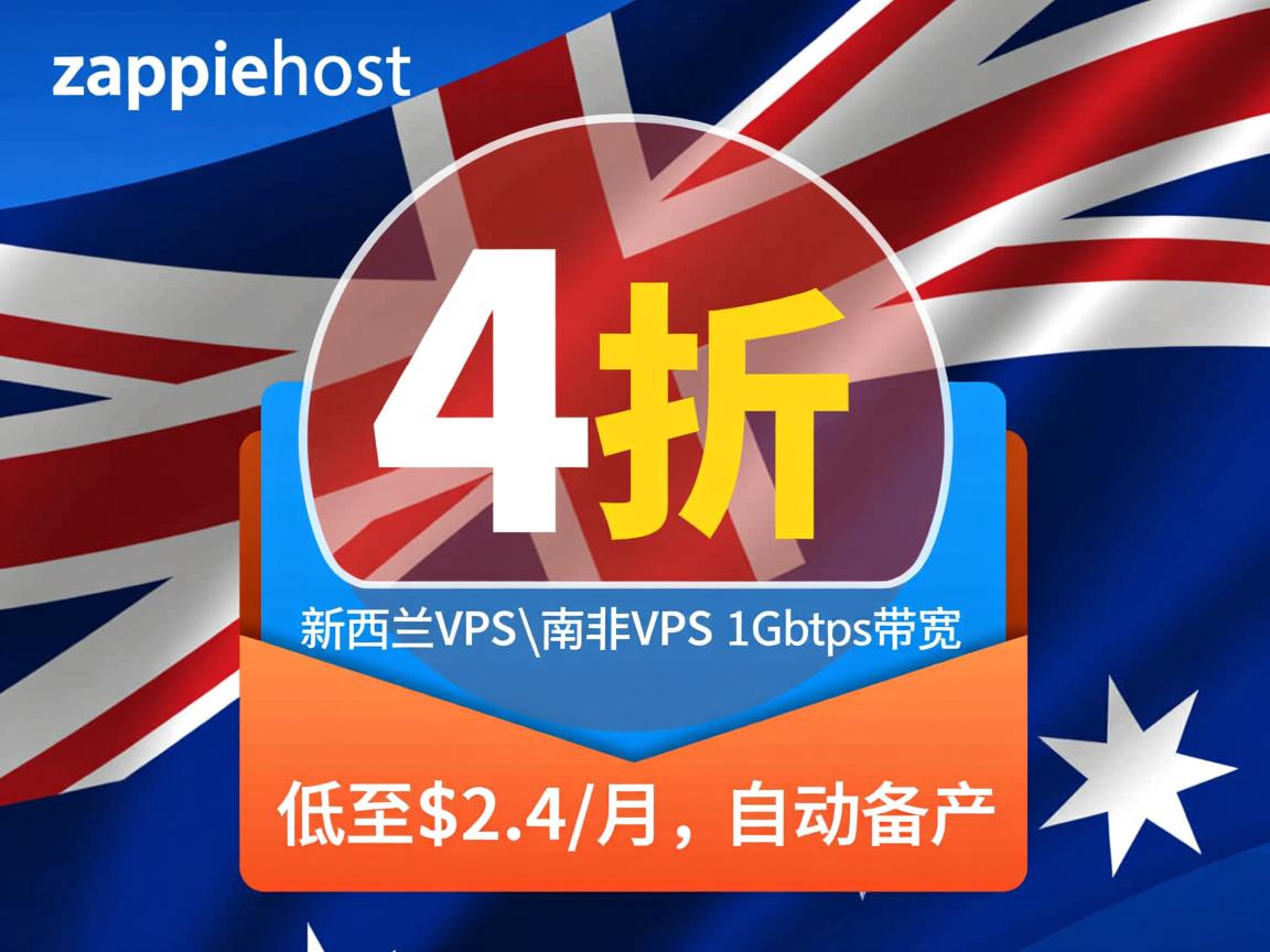 zappiehost：4折优惠，新西兰VPS\南非VPS，1Gbps带宽，低至$2.4/月，自动备份