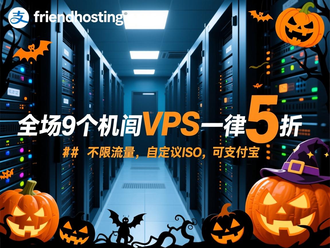 #万圣节# friendhosting：全场9个机房的VPS一律5折，不限流量，自定义ISO，可支付宝