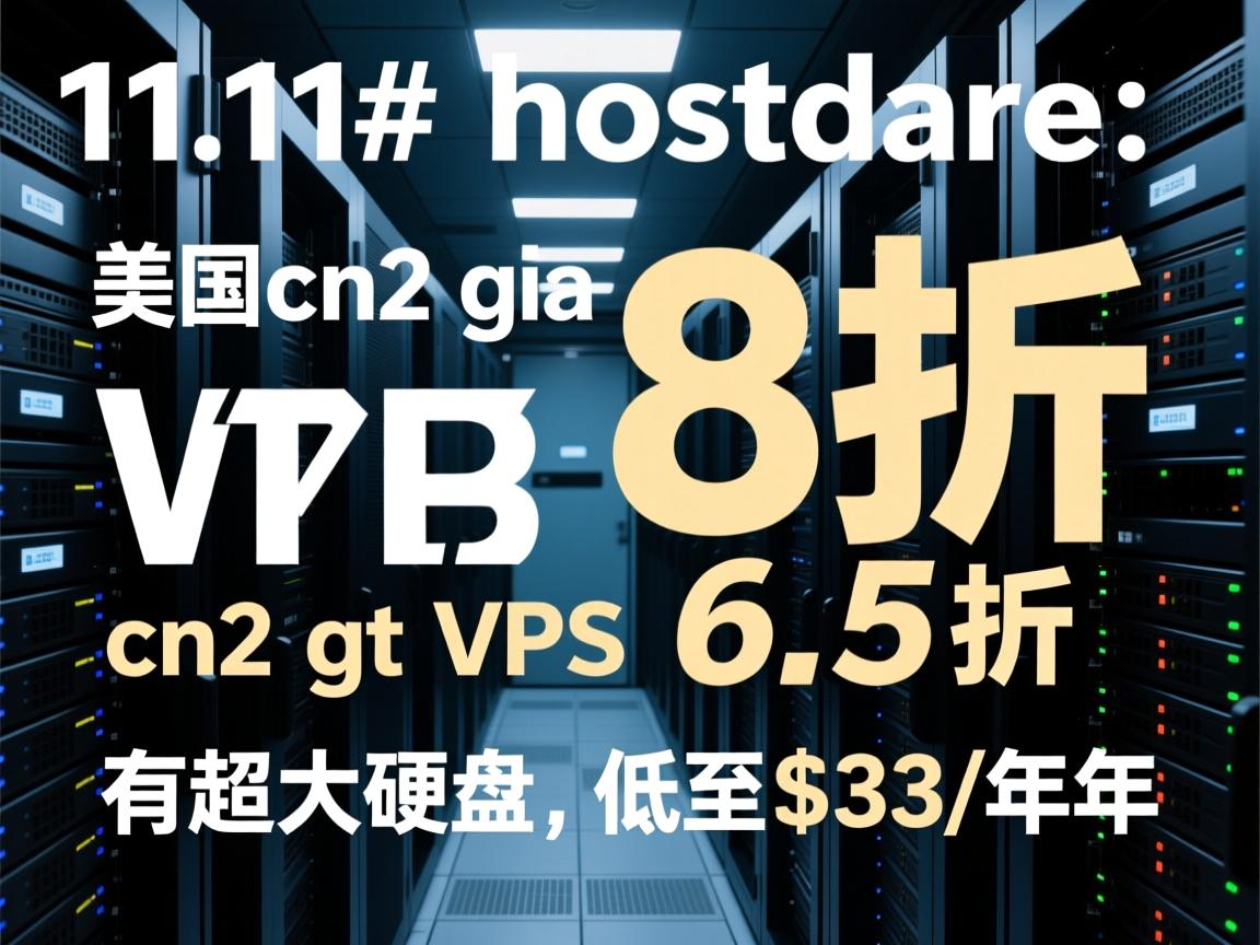 #11.11# hostdare：美国cn2 gia vps 8折，cn2 gt vps 6.5折，有超大硬盘，低至$33/年