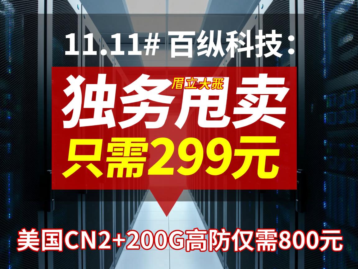 #11.11# 百纵科技：独立服务器甩卖，香港大带宽只需299元，美国CN2+200G高防仅需800元