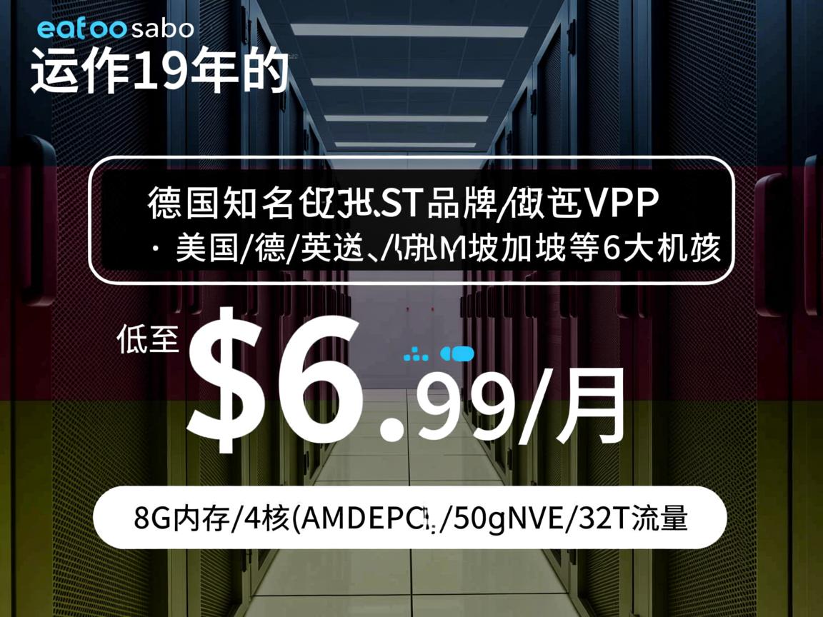 Contabo：运作19年的德国知名VPS品牌，美国/德/英/新加坡等6大机房，低至$6.99/月，8G内存/4核(AMD EPYC)/50gNVMe/32T流量